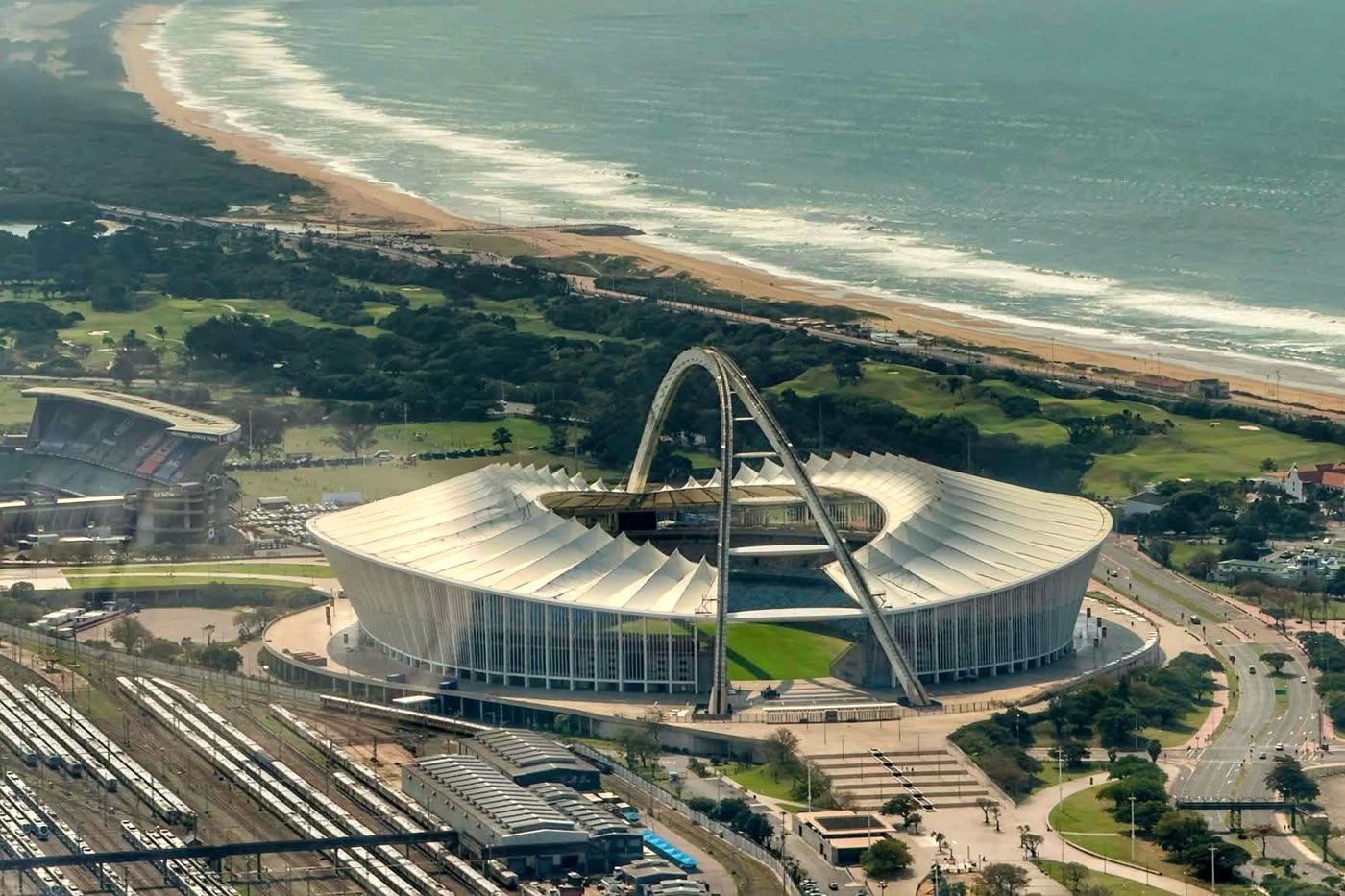 The Durban coastline from the air