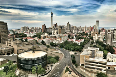 The Johannesburg city centre in golden light